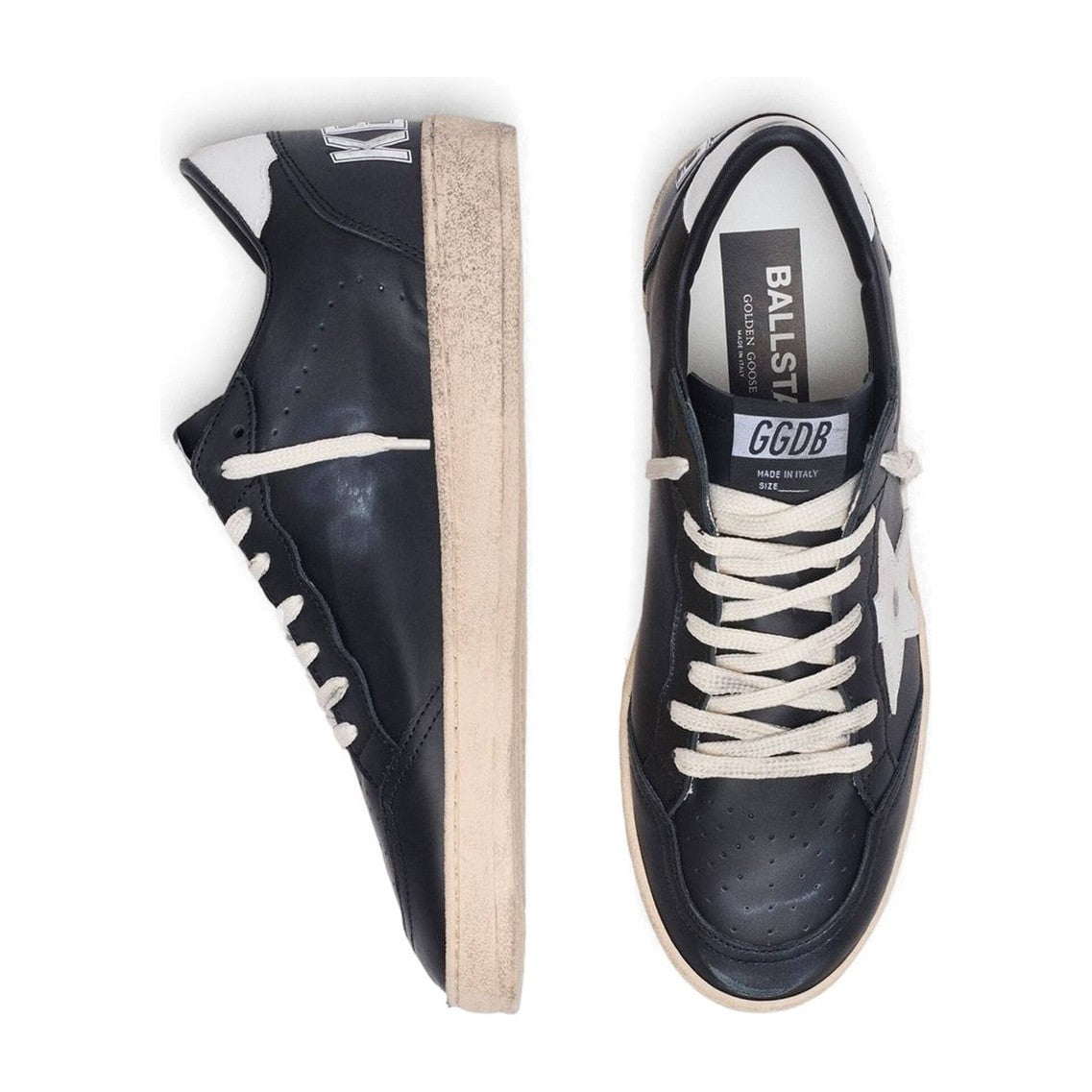 Golden Goose Ball-Star Black Nappa White Leather Star Heel Tab