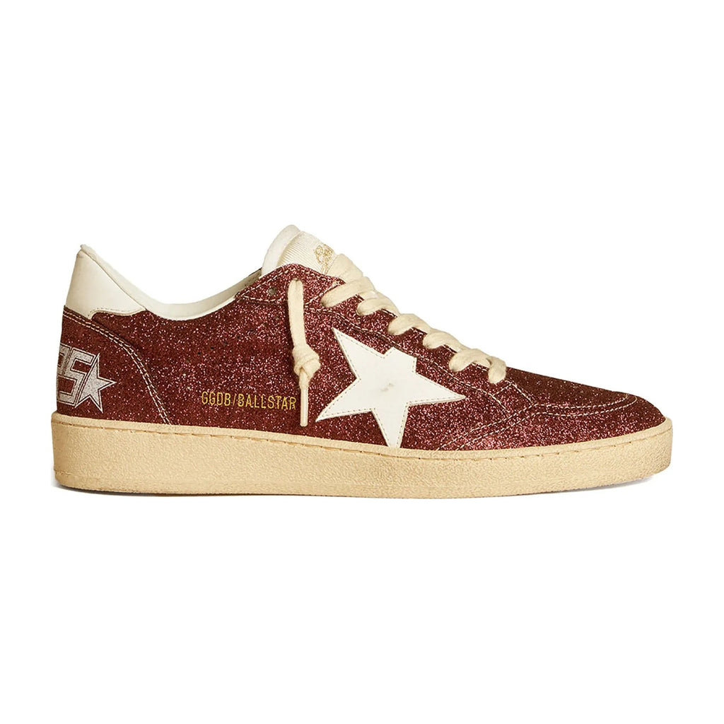 Golden Goose Ball-Star Burgundy Glitter White Star Heel (W)