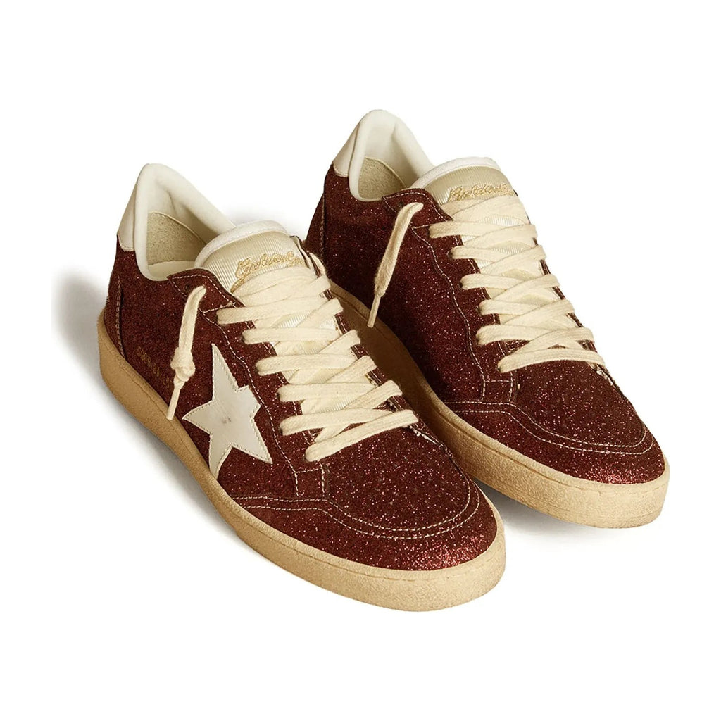 Golden Goose Ball-Star Burgundy Glitter White Star Heel (W)