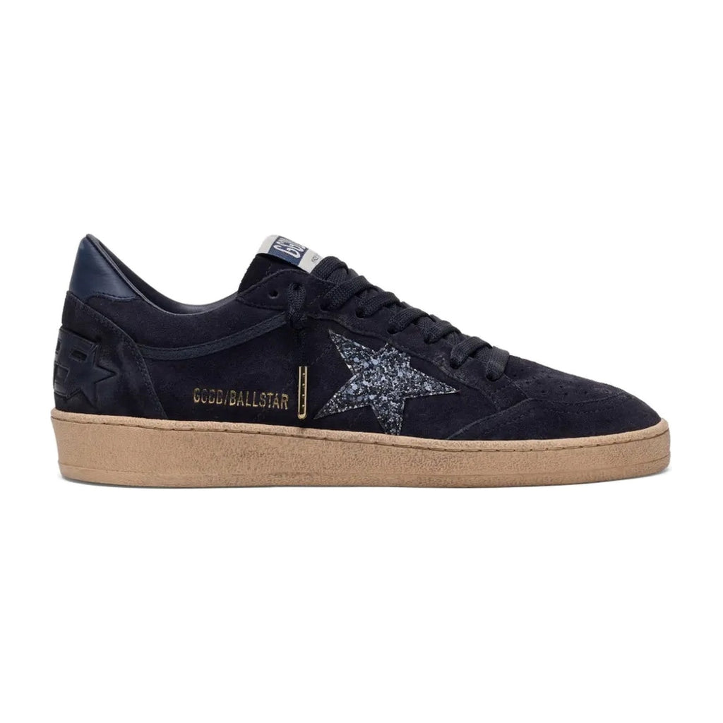 Golden Goose Ball-Star Dark Blue Suede Dark Blue Glitter Star (W)