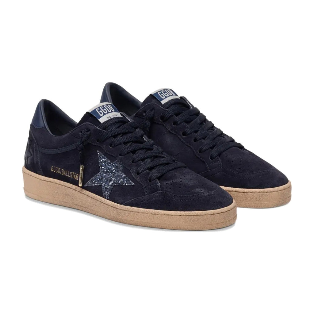 Golden Goose Ball-Star Dark Blue Suede Dark Blue Glitter Star (W)
