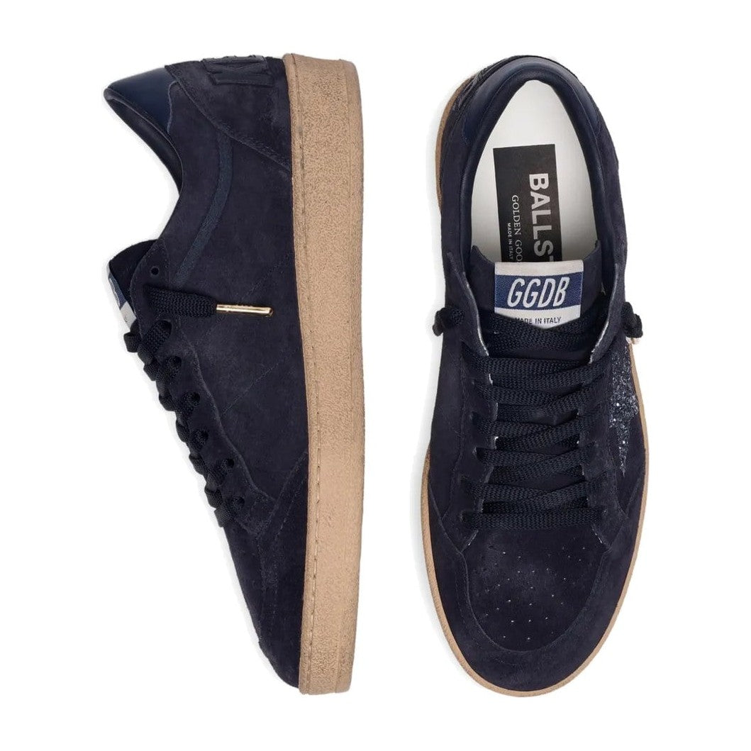 Golden Goose Ball-Star Dark Blue Suede Dark Blue Glitter Star (W)