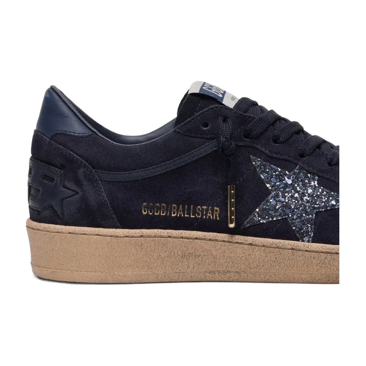 Golden Goose Ball-Star Dark Blue Suede Dark Blue Glitter Star (W)