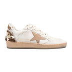Golden Goose Ball-Star Dirty White Leather Coffee Suede Star Animal Heel Platform (W)