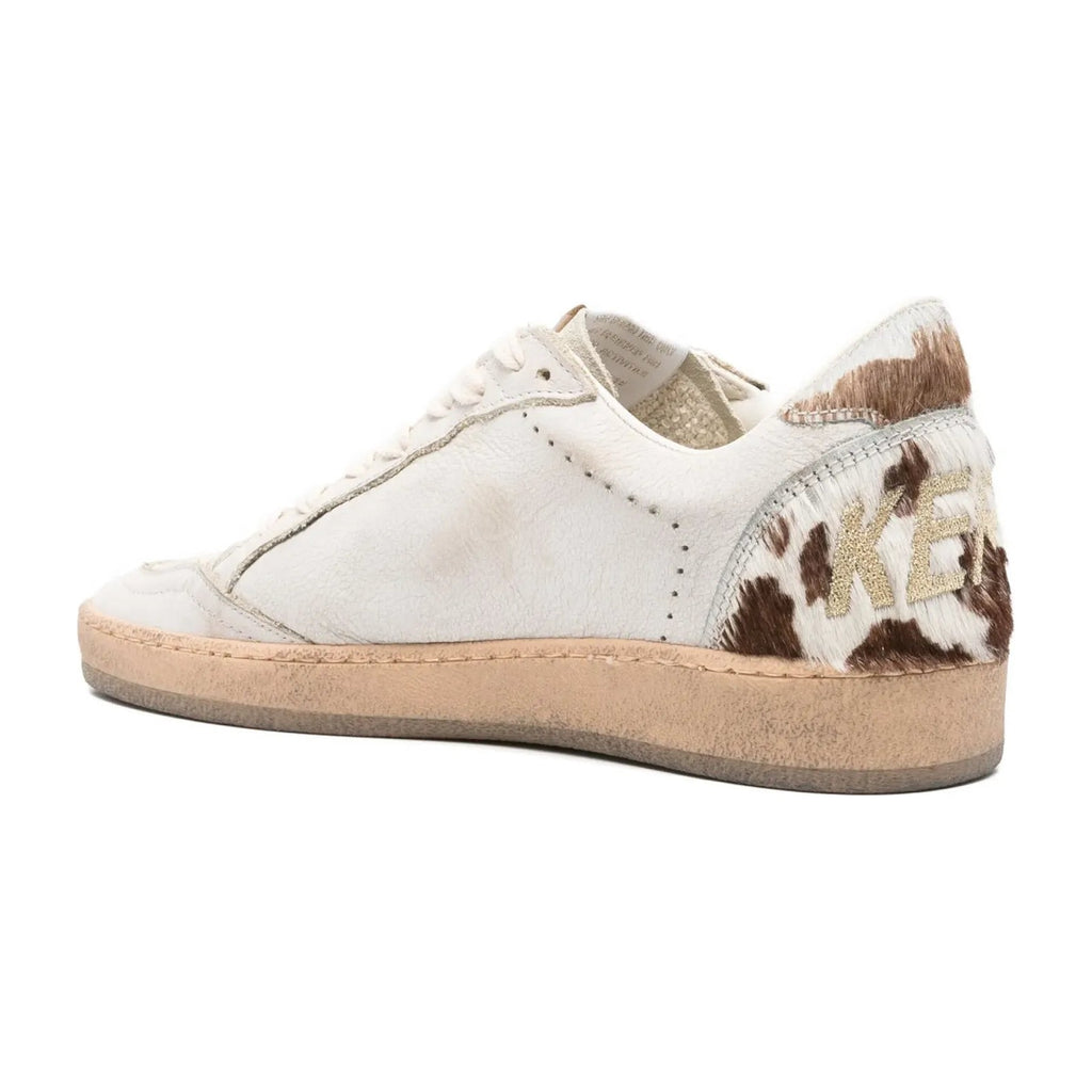Golden Goose Ball-Star Dirty White Leather Coffee Suede Star Animal Heel Platform (W)