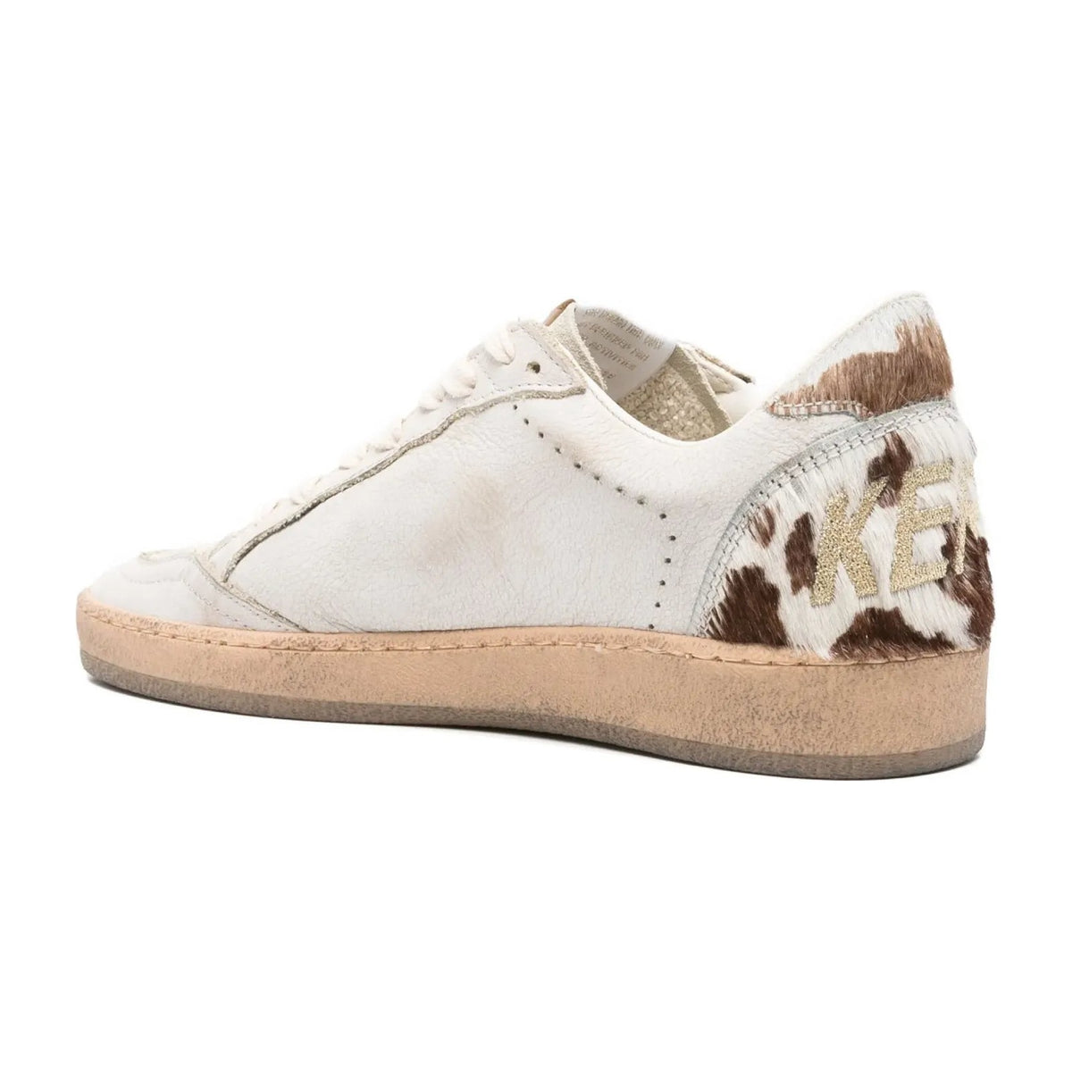 Golden Goose Ball-Star Dirty White Leather Coffee Suede Star Animal Heel Platform (W)