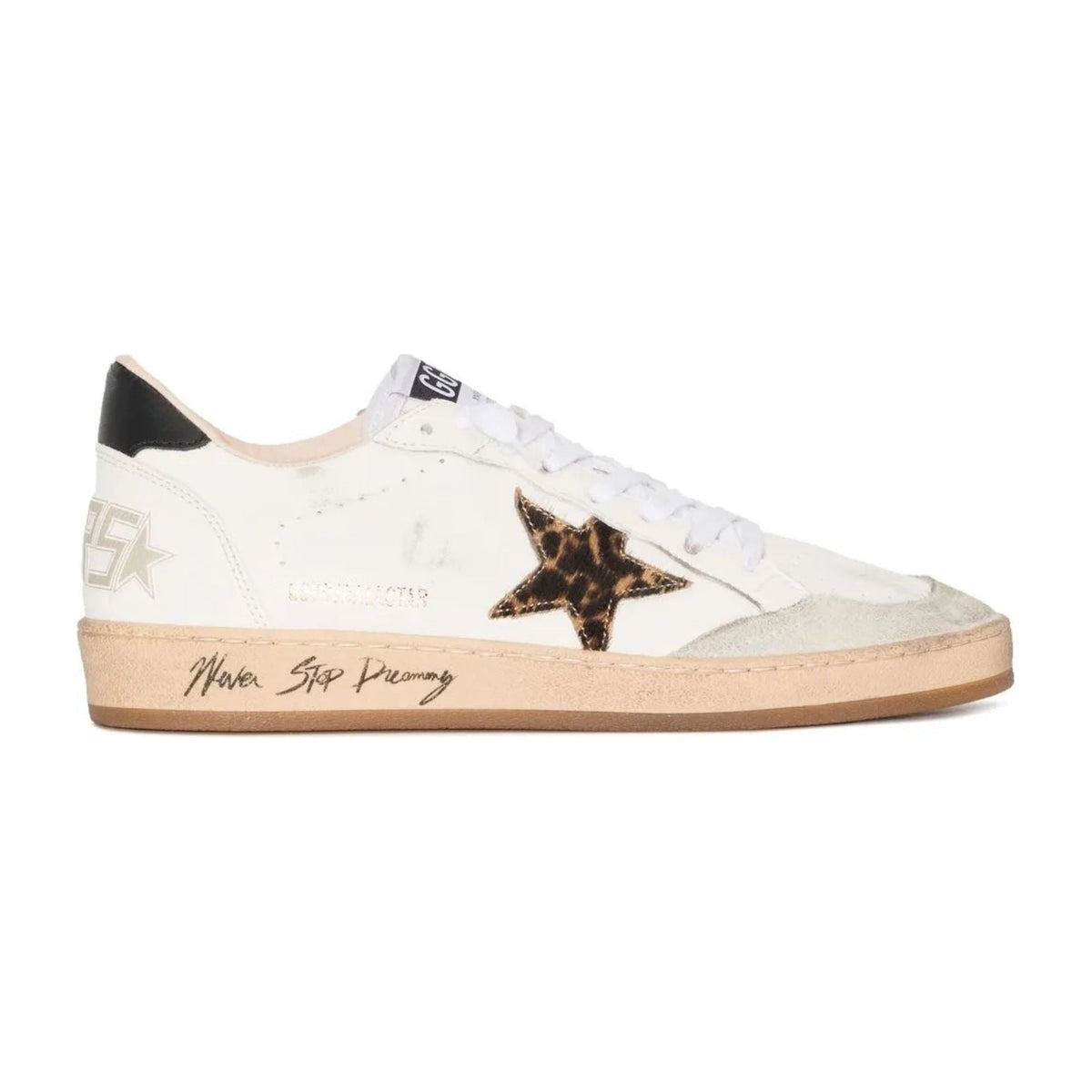 Golden Goose Ball-Star Leopard Print Pony Skin Star Black Heel (W)