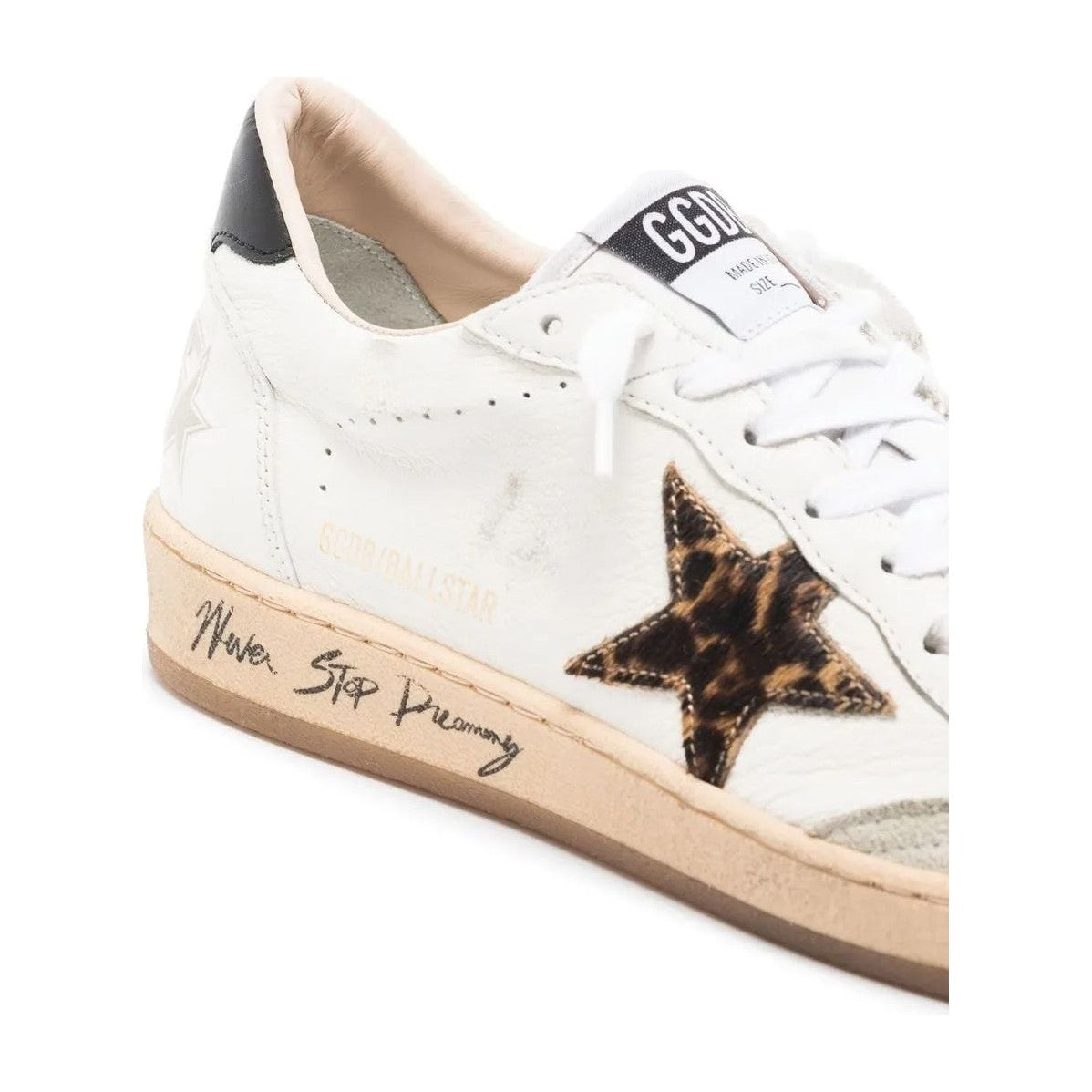 Golden Goose Ball-Star Leopard Print Pony Skin Star Black Heel (W)