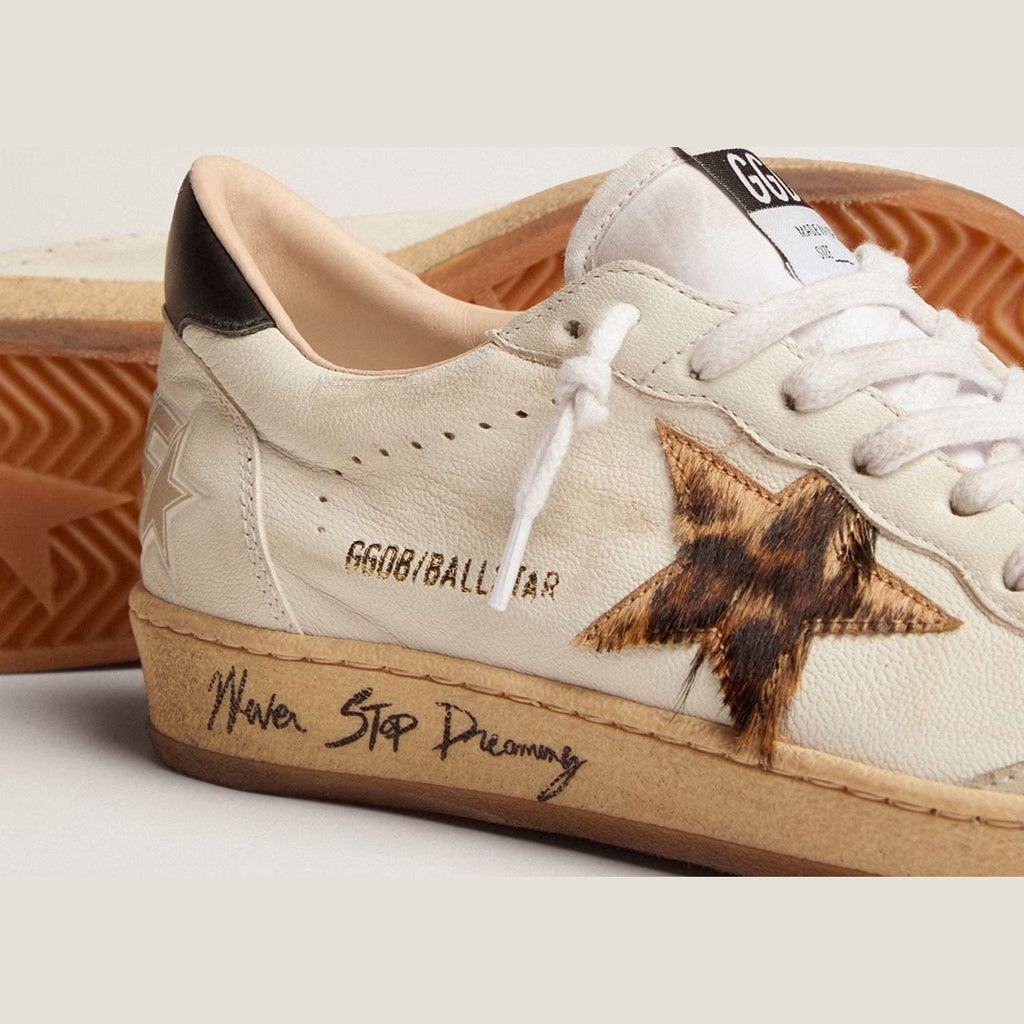 Golden Goose Ball-Star Leopard Print Pony Skin Star Black Heel (W)