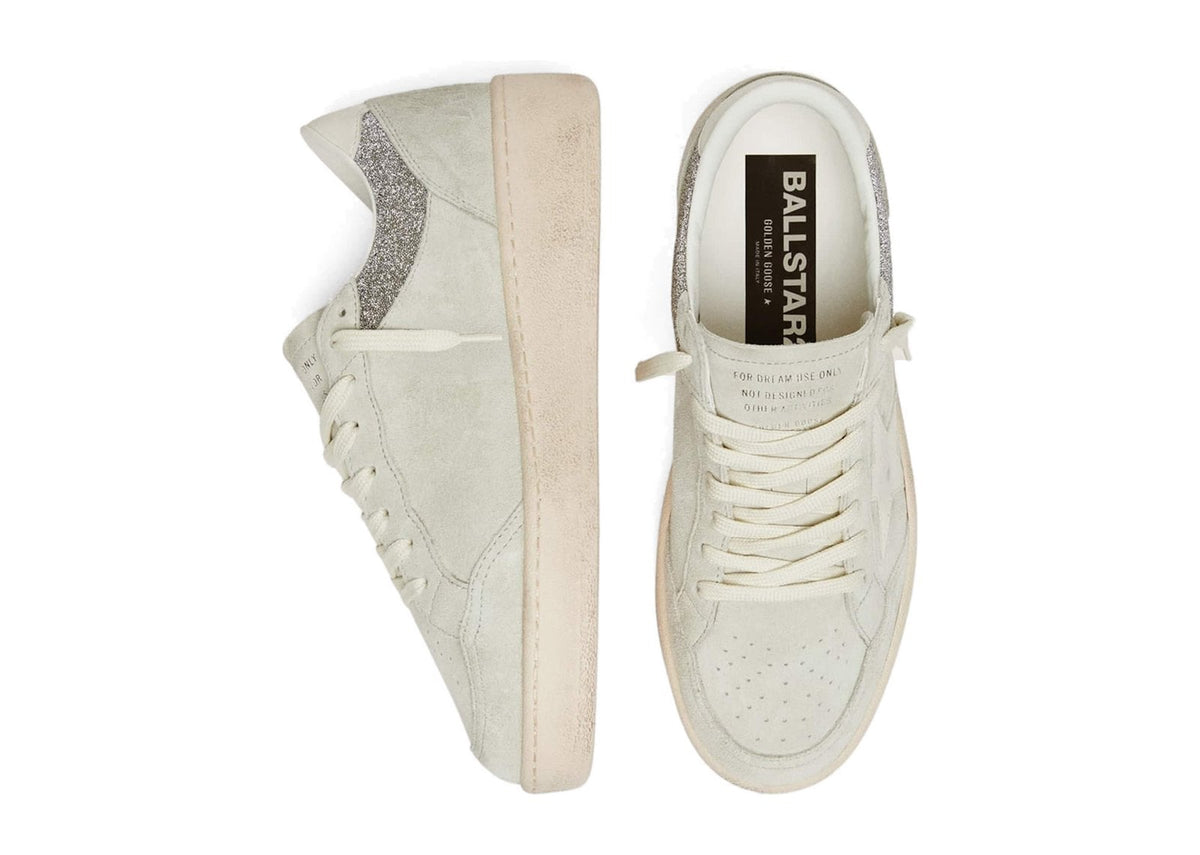Golden Goose Ball-Star Light Gray Suede Star Glitter Inserts (W)