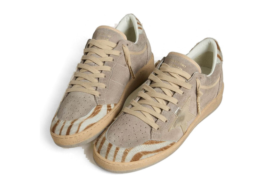 Golden Goose Ball-Star LTD Suede Metallic Leather Star Zebra Pony Skin Heel Tab (W)
