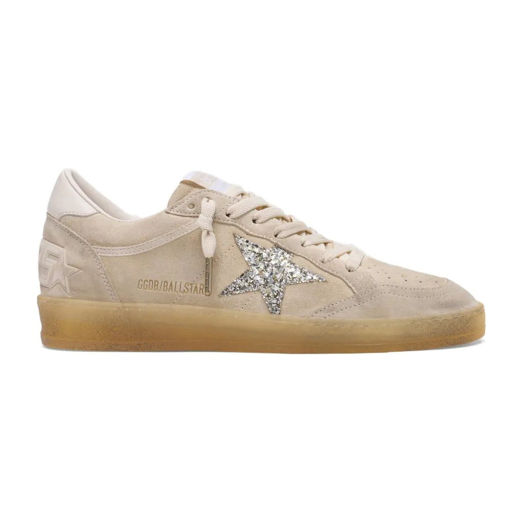 Golden Goose Ball-Star Pearl Suede Silver Glitter Star (W)