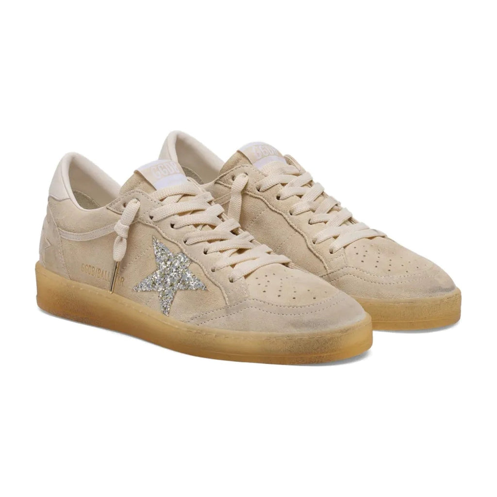 Golden Goose Ball-Star Pearl Suede Silver Glitter Star (W)