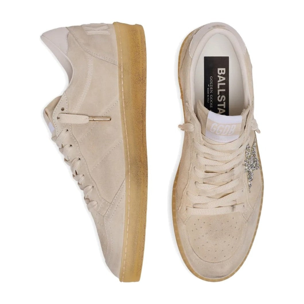 Golden Goose Ball-Star Pearl Suede Silver Glitter Star (W)