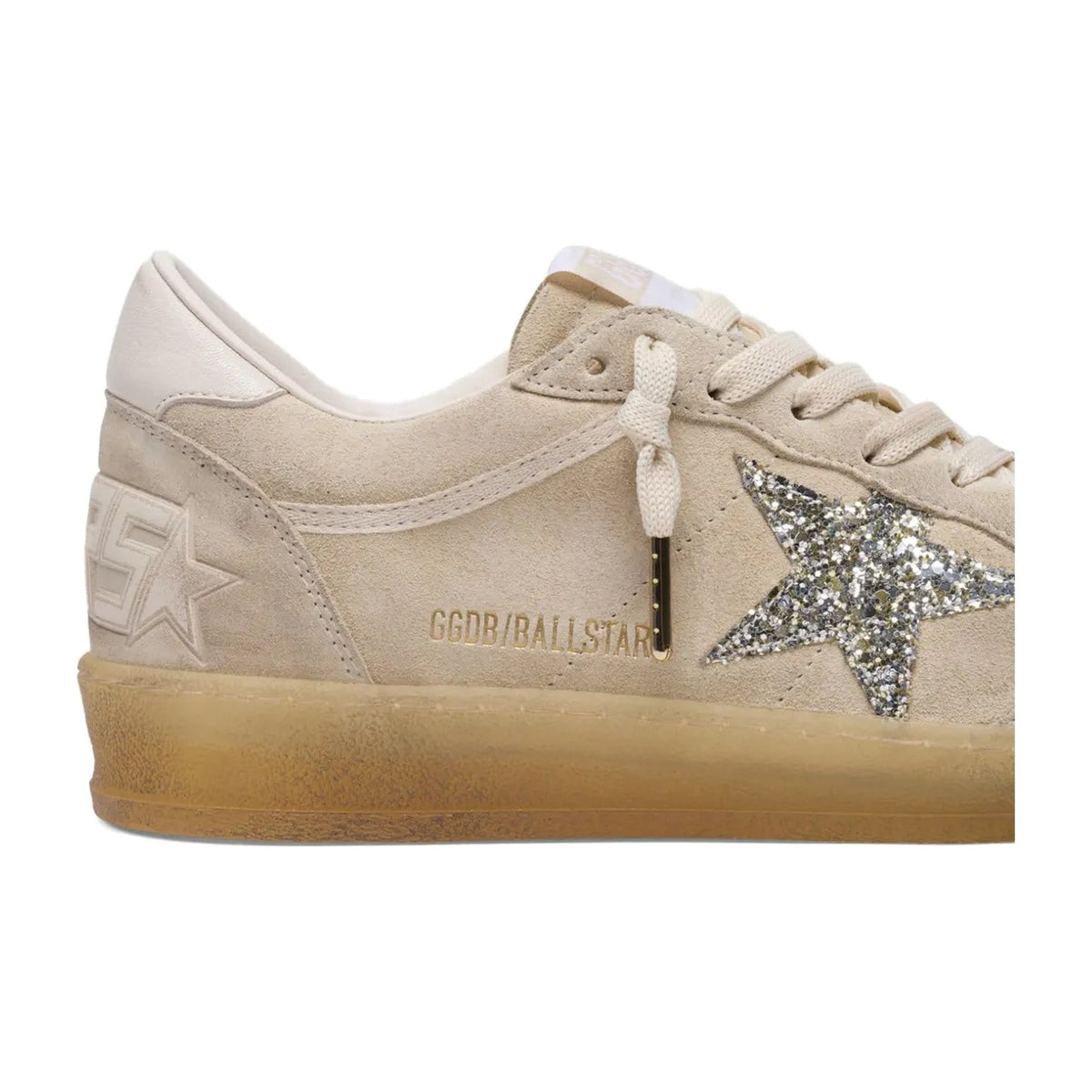 Golden Goose Ball-Star Pearl Suede Silver Glitter Star (W)