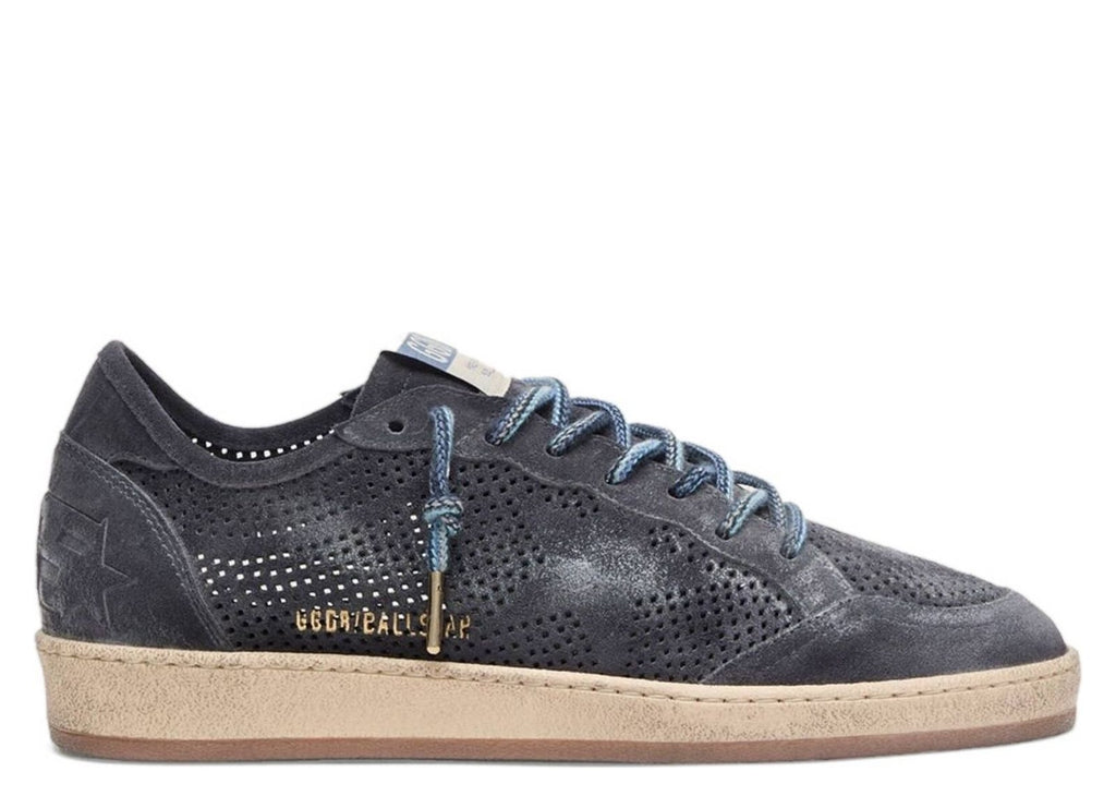 Golden Goose Ball-Star Perforated Dark Blue Suede Tone-on-Tone Star