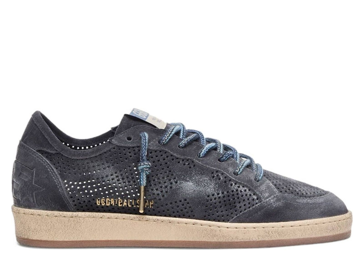 Golden Goose Ball-Star Perforated Dark Blue Suede Tone-on-Tone Star