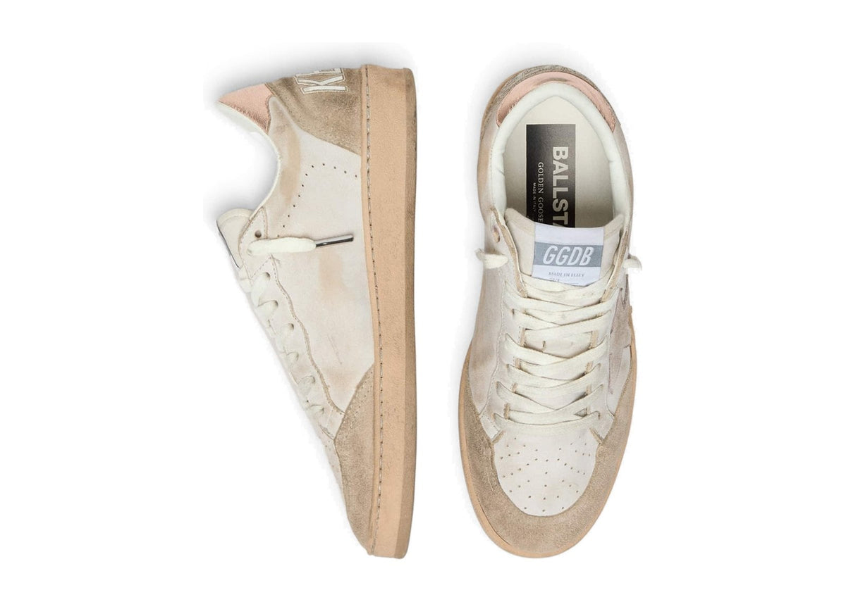 Golden Goose Ball-Star Pink Suede Star Silver Glitter Edges Rose Gold Heel Tab (W)