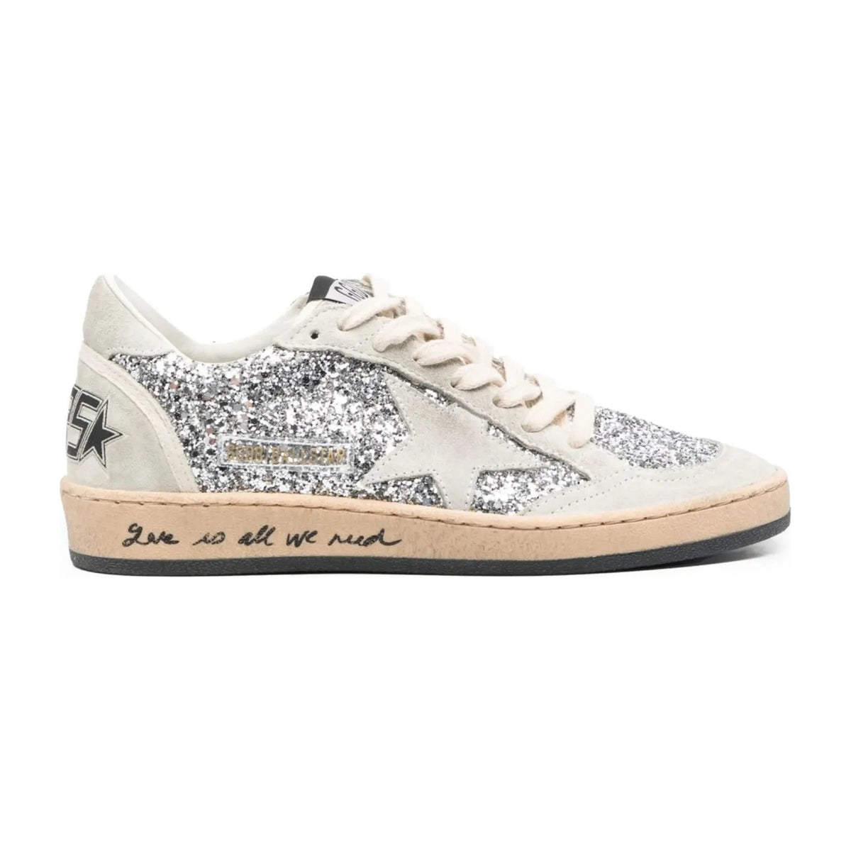 Golden Goose Ball-Star Silver Glitter Suede Love Is All We Need (W)