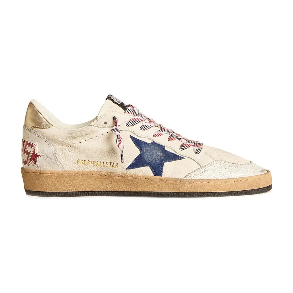 Golden Goose Ball-Star White Nappa Blue Star Platinum Heel
