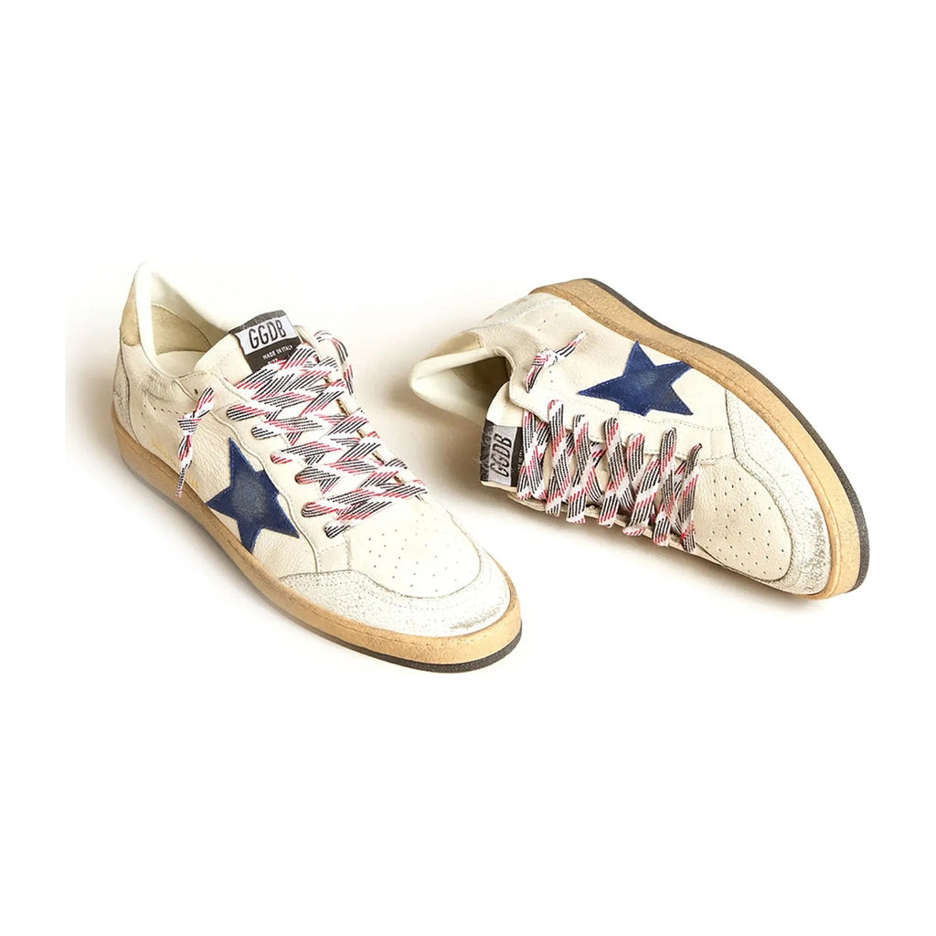 Golden Goose Ball-Star White Nappa Blue Star Platinum Heel