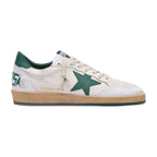 Golden Goose Ball-Star White Nappa Leather Green Leather Star Heel Tab