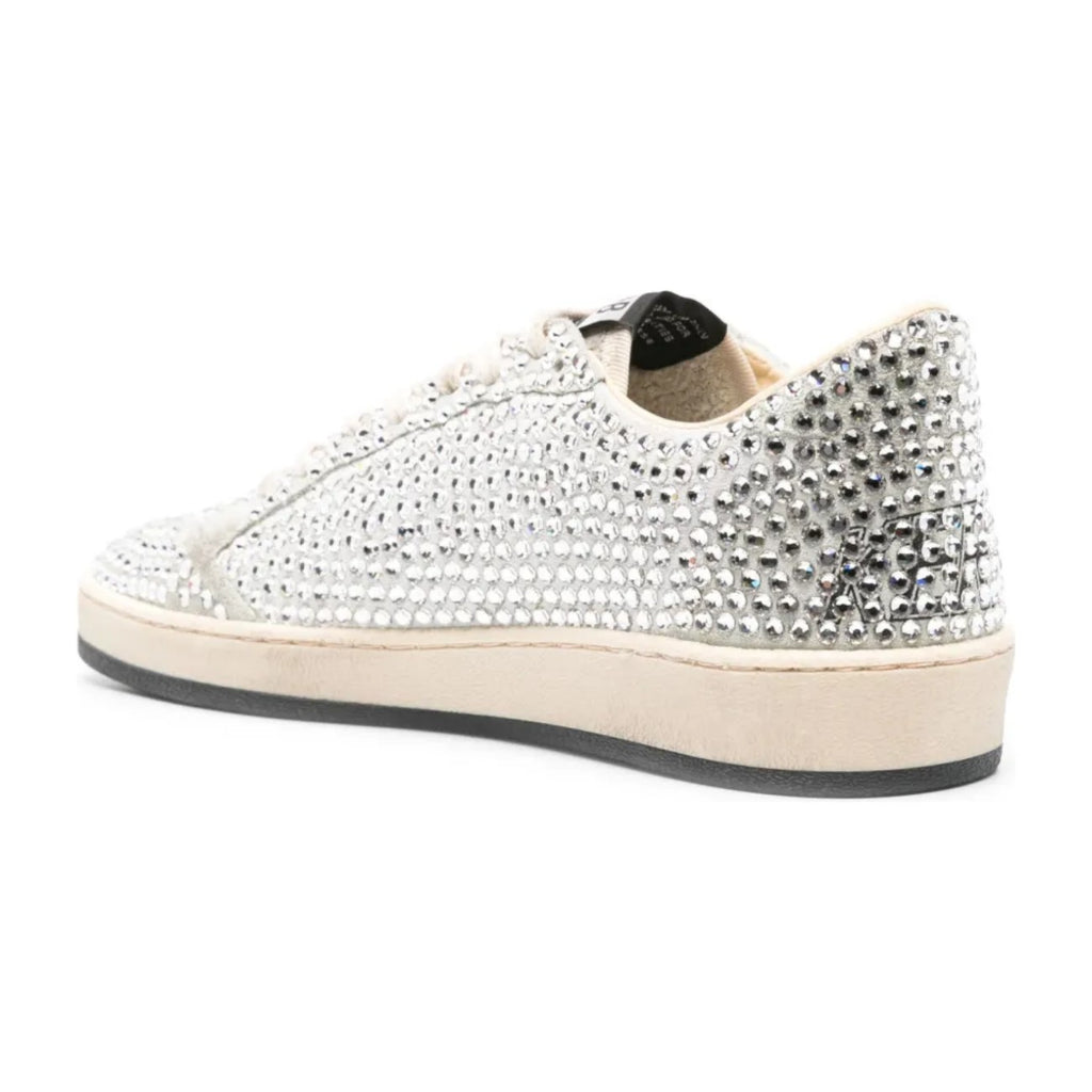 Golden Goose Ball Star White Swarovski Gray Suede Star (W)