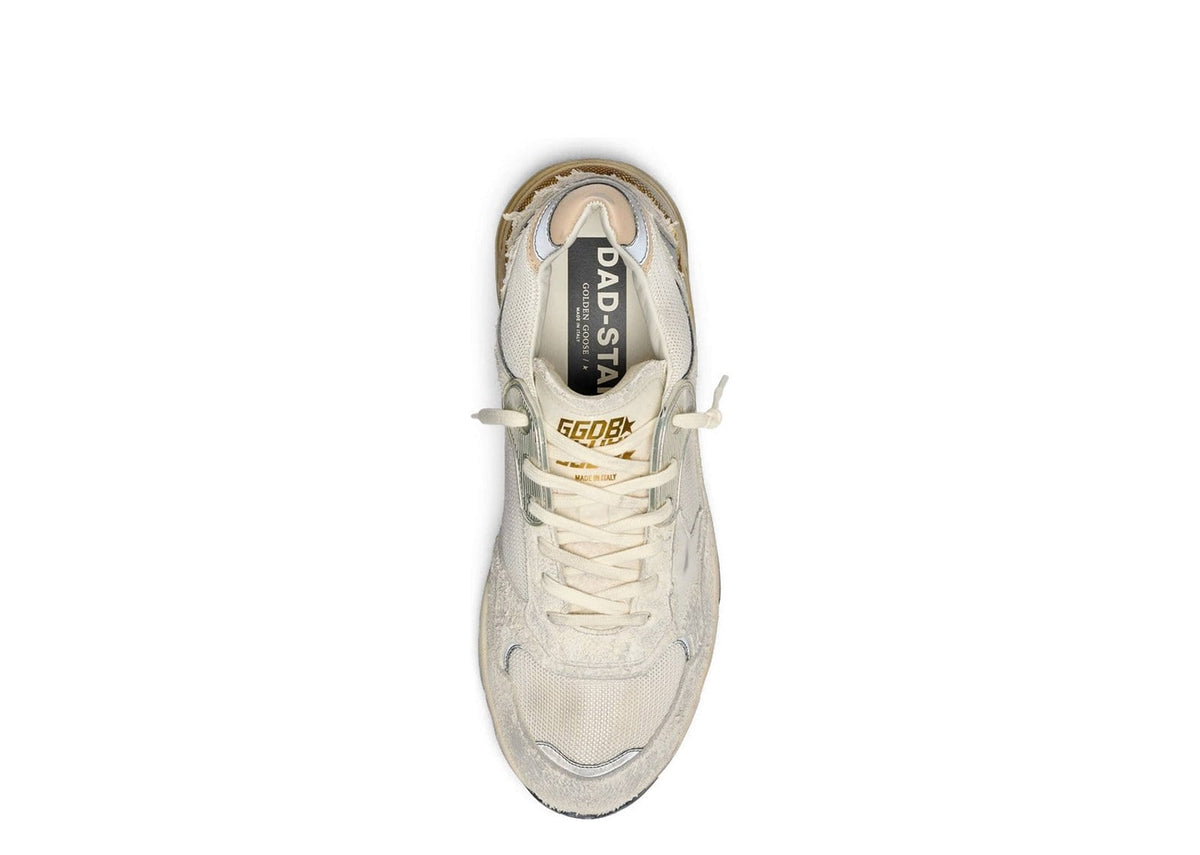 Golden Goose Dad-Star Beige Suede Mesh White Star Beige Heel Tab