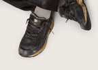 Golden Goose Dad-Star Black Naplak Crackle Leather Black Star Heel Tab (W)