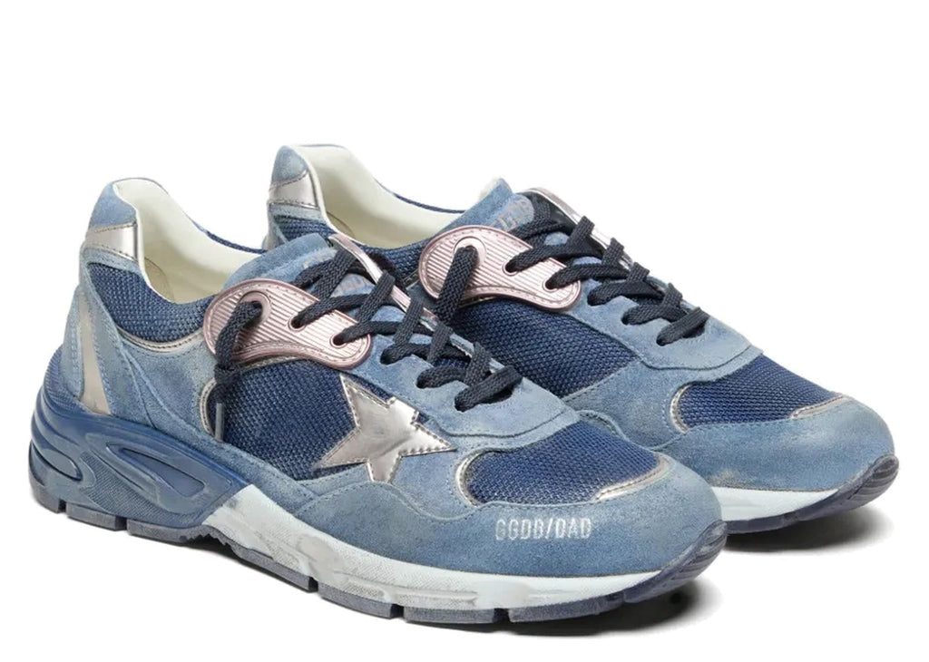 Golden Goose Dad-Star Denim Blue Suede Silver Leather Star (W)