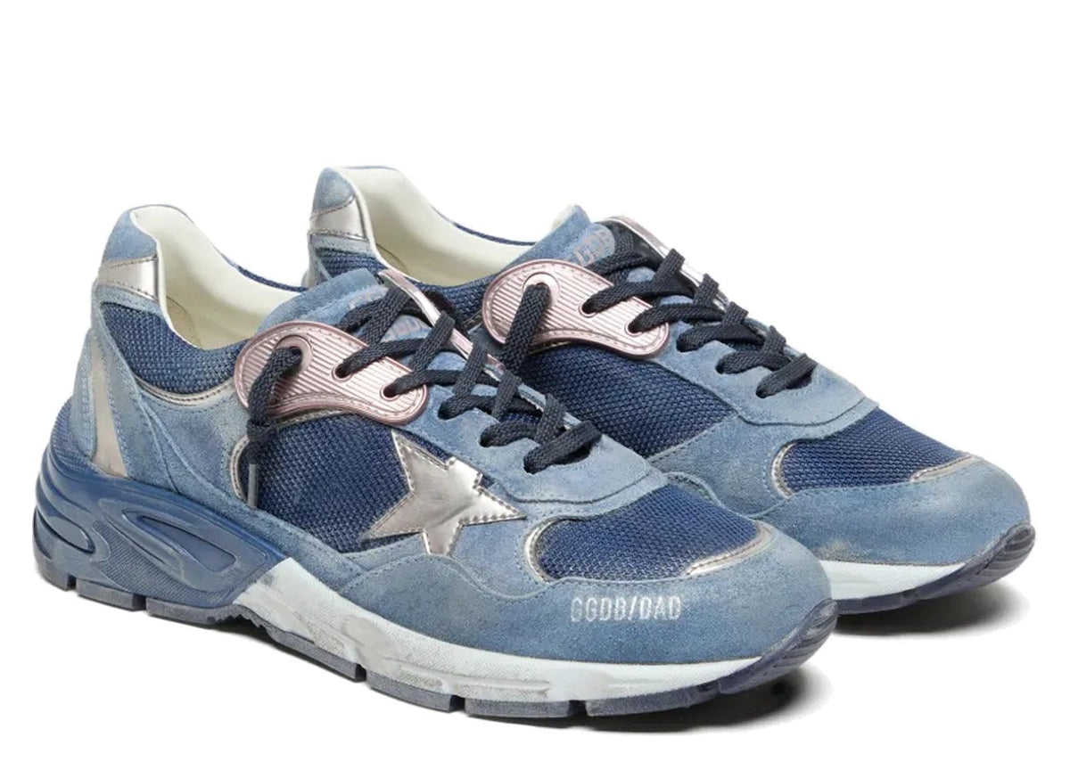 Golden Goose Dad-Star Denim Blue Suede Silver Leather Star (W)