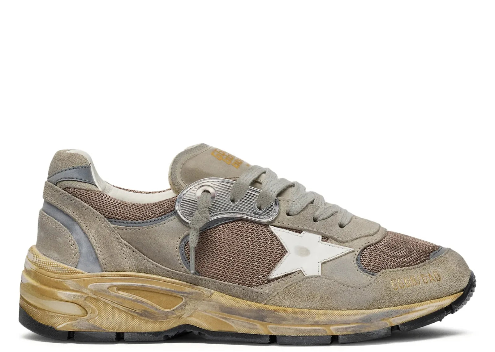 Golden Goose Dad-Star Dove Gray Suede Silver Mesh White Star (W)
