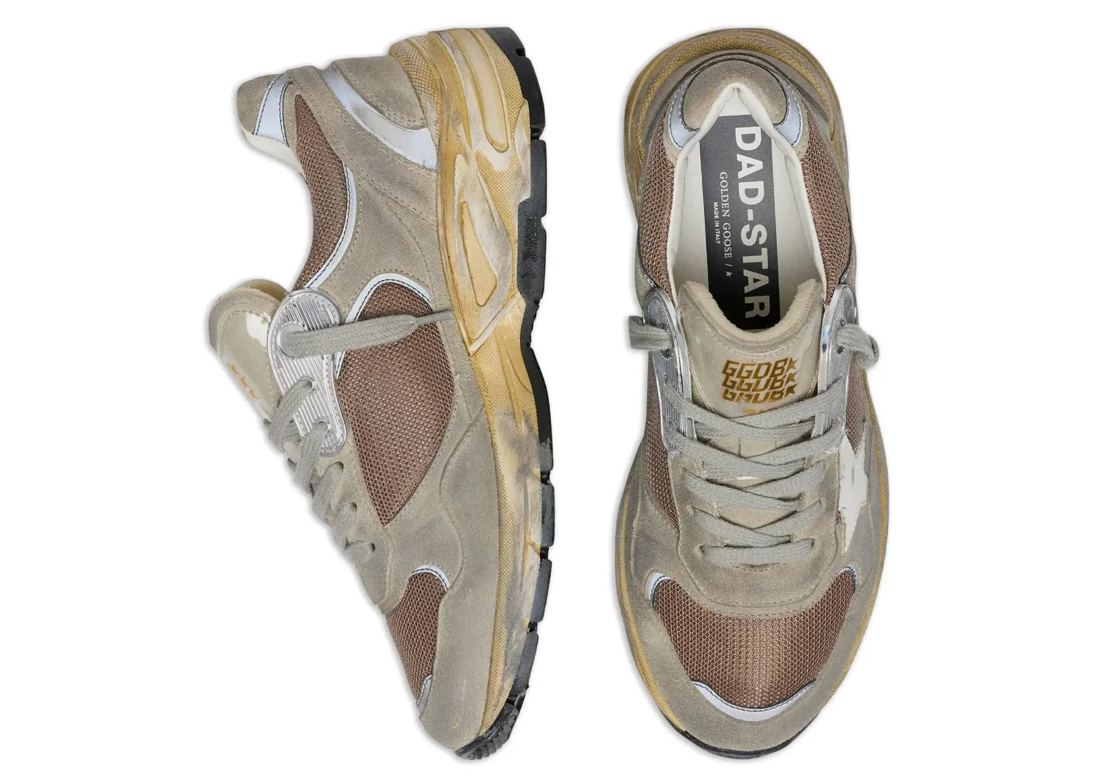 Golden Goose Dad-Star Dove Gray Suede Silver Mesh White Star (W)