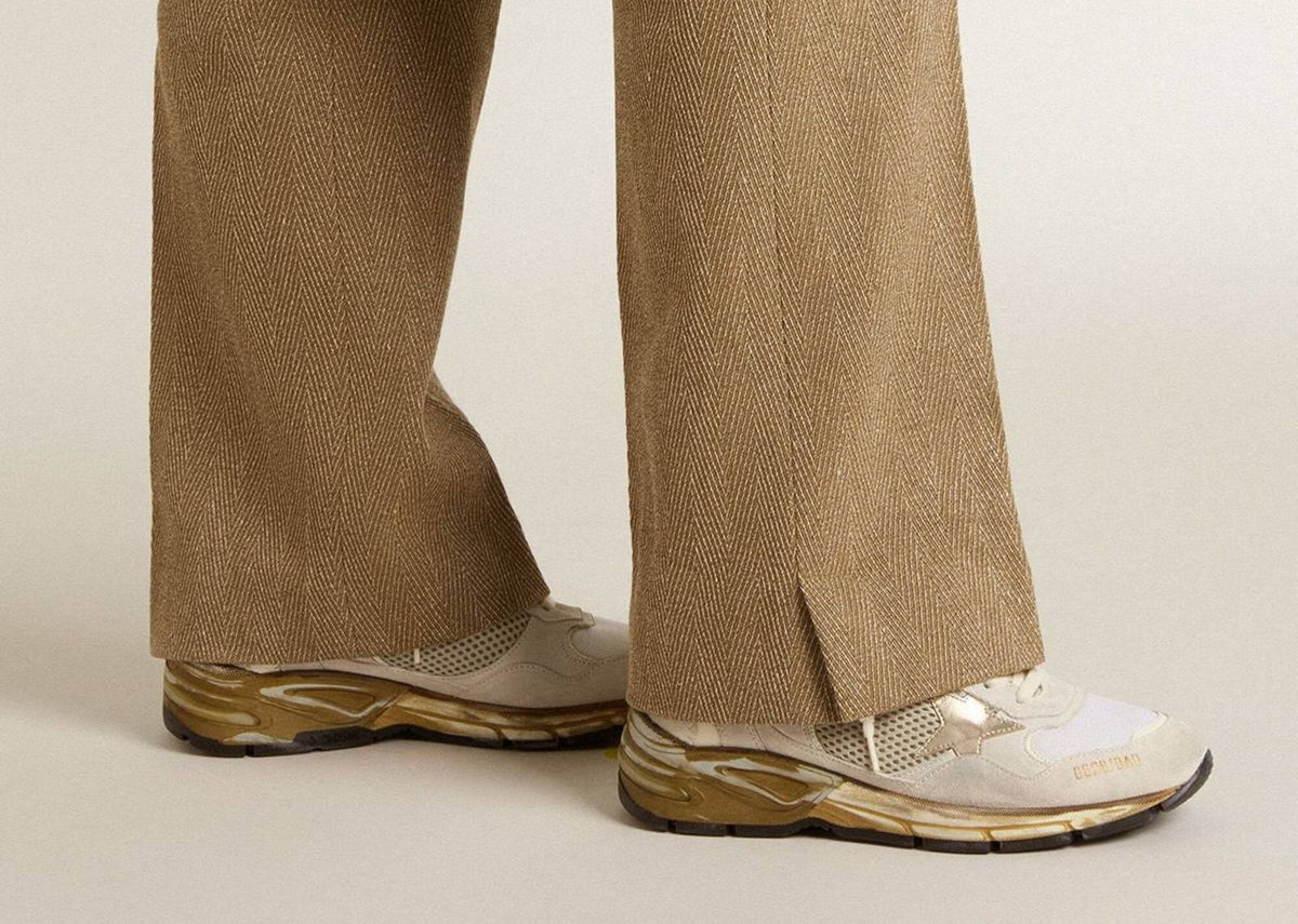 Golden Goose Dad-Star Mesh White Suede Gold Foiled Star (W)