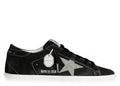 Golden Goose Hi-Star Black Suede Silver Swarovski Crystal Star (W)