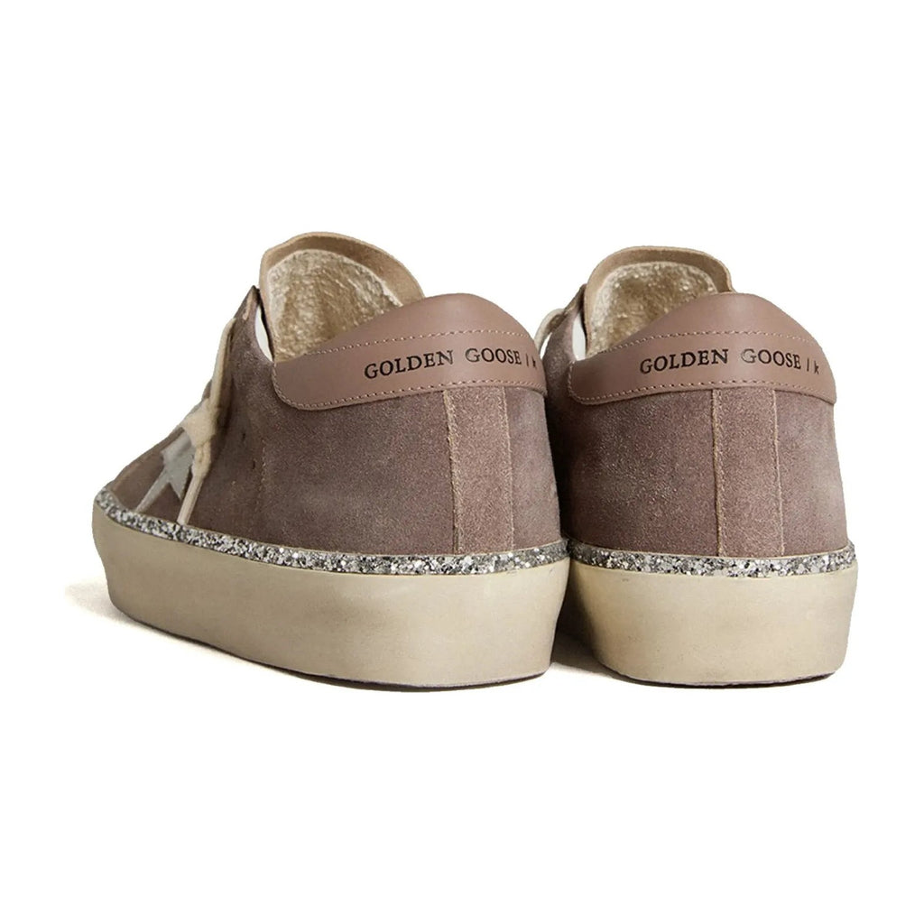 Golden Goose Hi-Star Brown Suede Silver Star Silver Glitter Foxing (W)