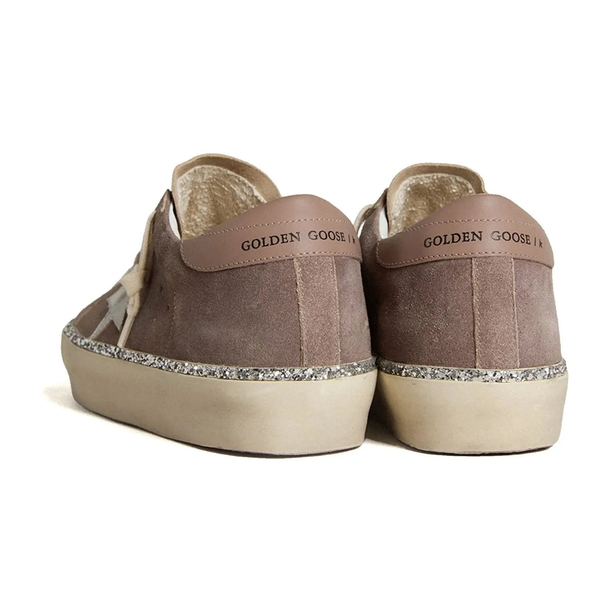 Golden Goose Hi-Star Brown Suede Silver Star Silver Glitter Foxing (W)