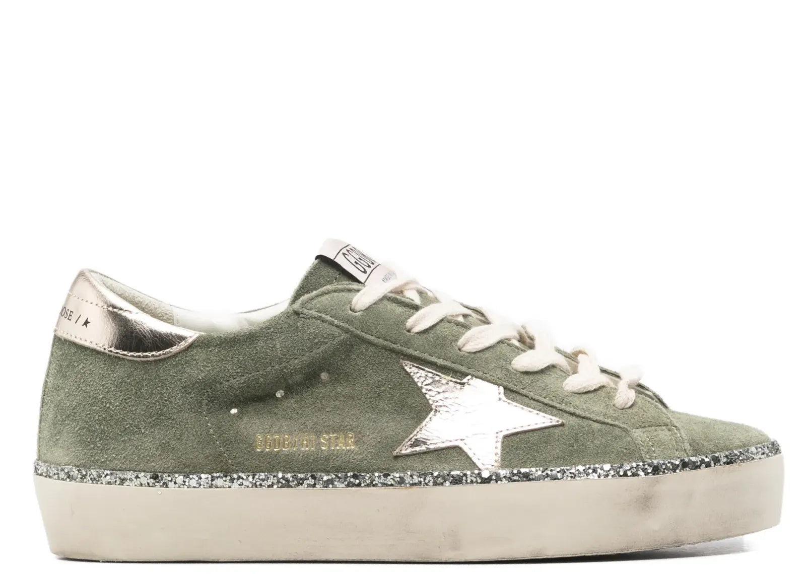 Golden Goose Hi-Star Green Suede Glitter Metallic Heel (W)