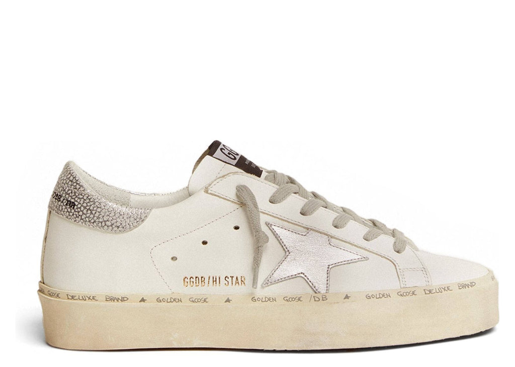 Golden Goose Hi-Star White Leather Silver Heel (W)