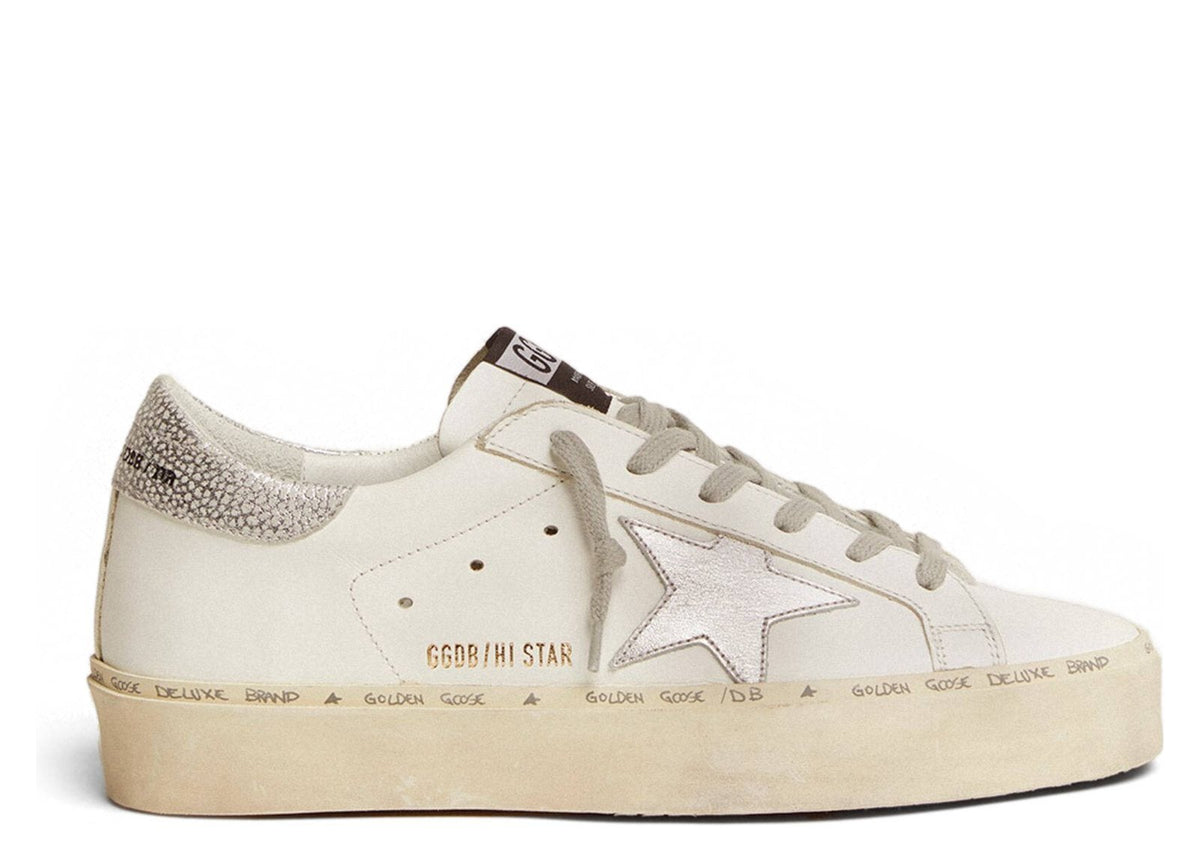 Golden Goose Hi-Star White Leather Silver Heel (W)