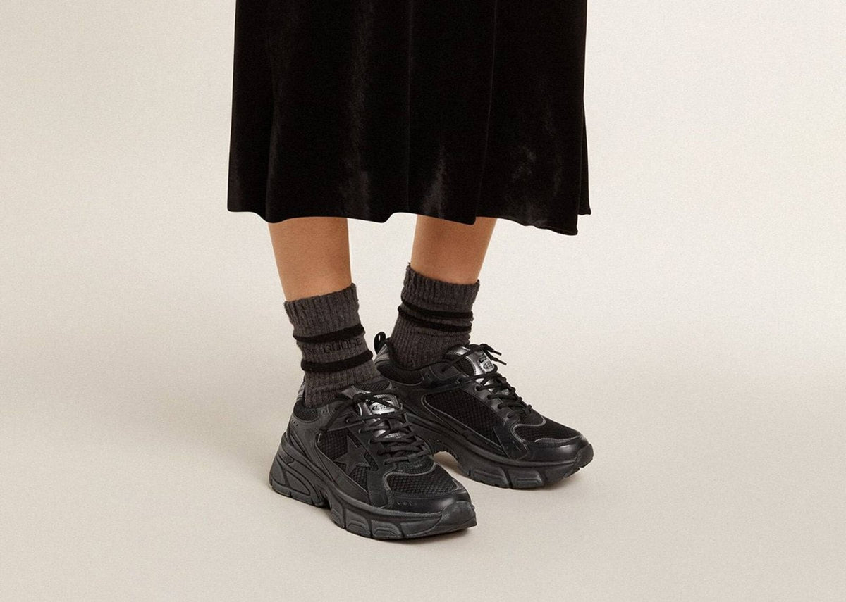 Golden Goose Lightstar Black Leather Mesh Black Star (W)
