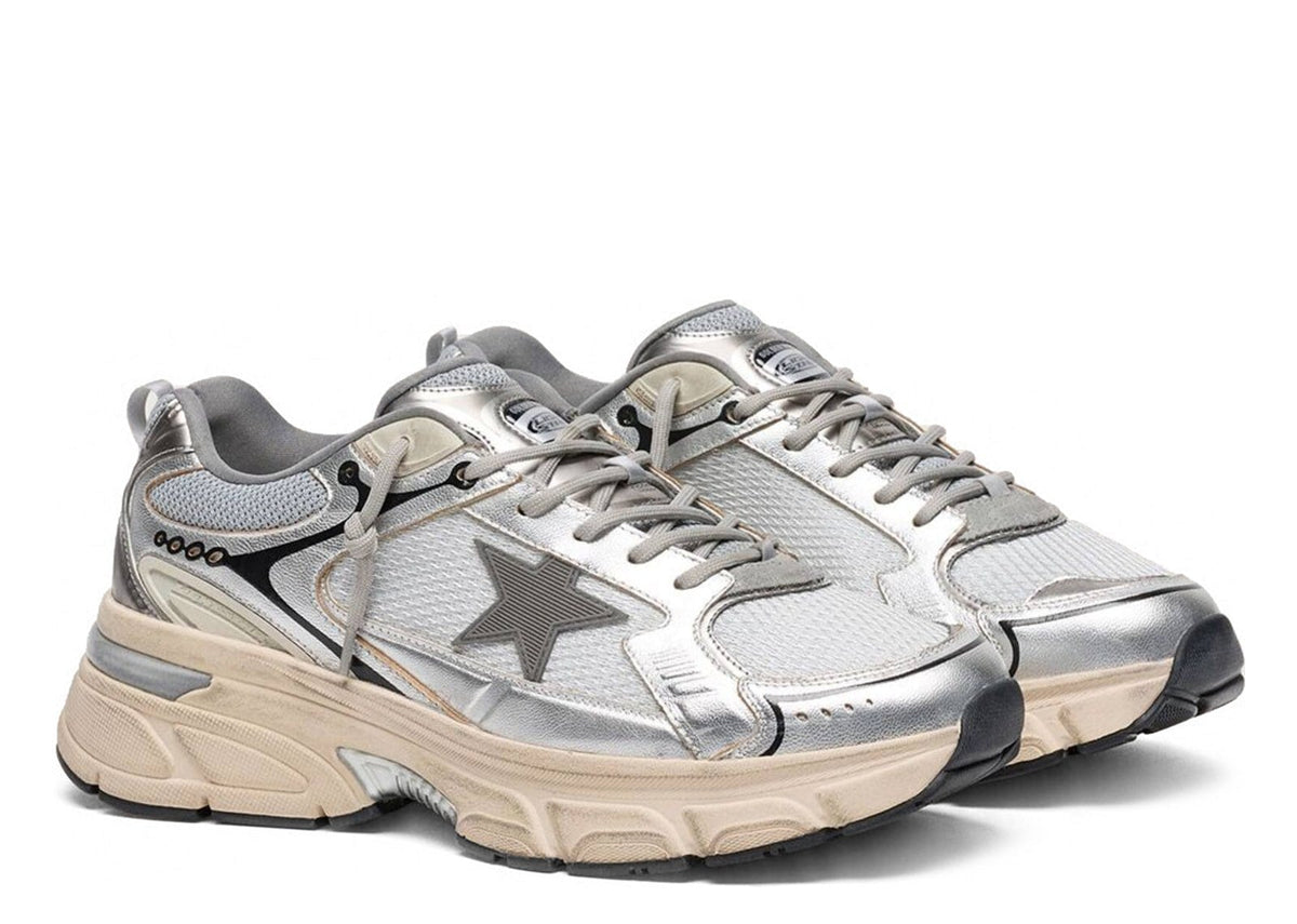 Golden Goose Lightstar Gray Silver Mesh Black Trim Gray Star (W)