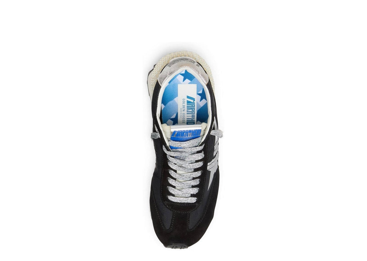 Golden Goose Marathon Black Nylon Suede Silver Star