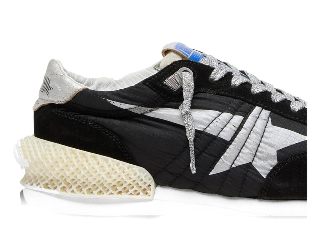 Golden Goose Marathon Black Nylon Suede Silver Star