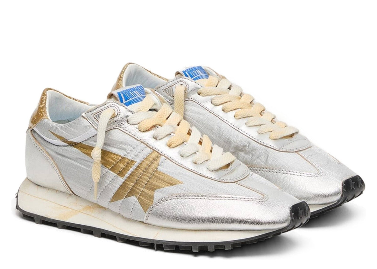 Golden Goose Marathon Silver Ripstop Nylon Gold Star (W)