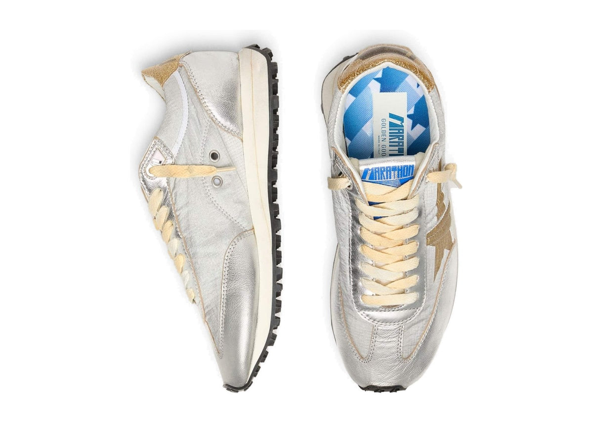 Golden Goose Marathon Silver Ripstop Nylon Gold Star (W)