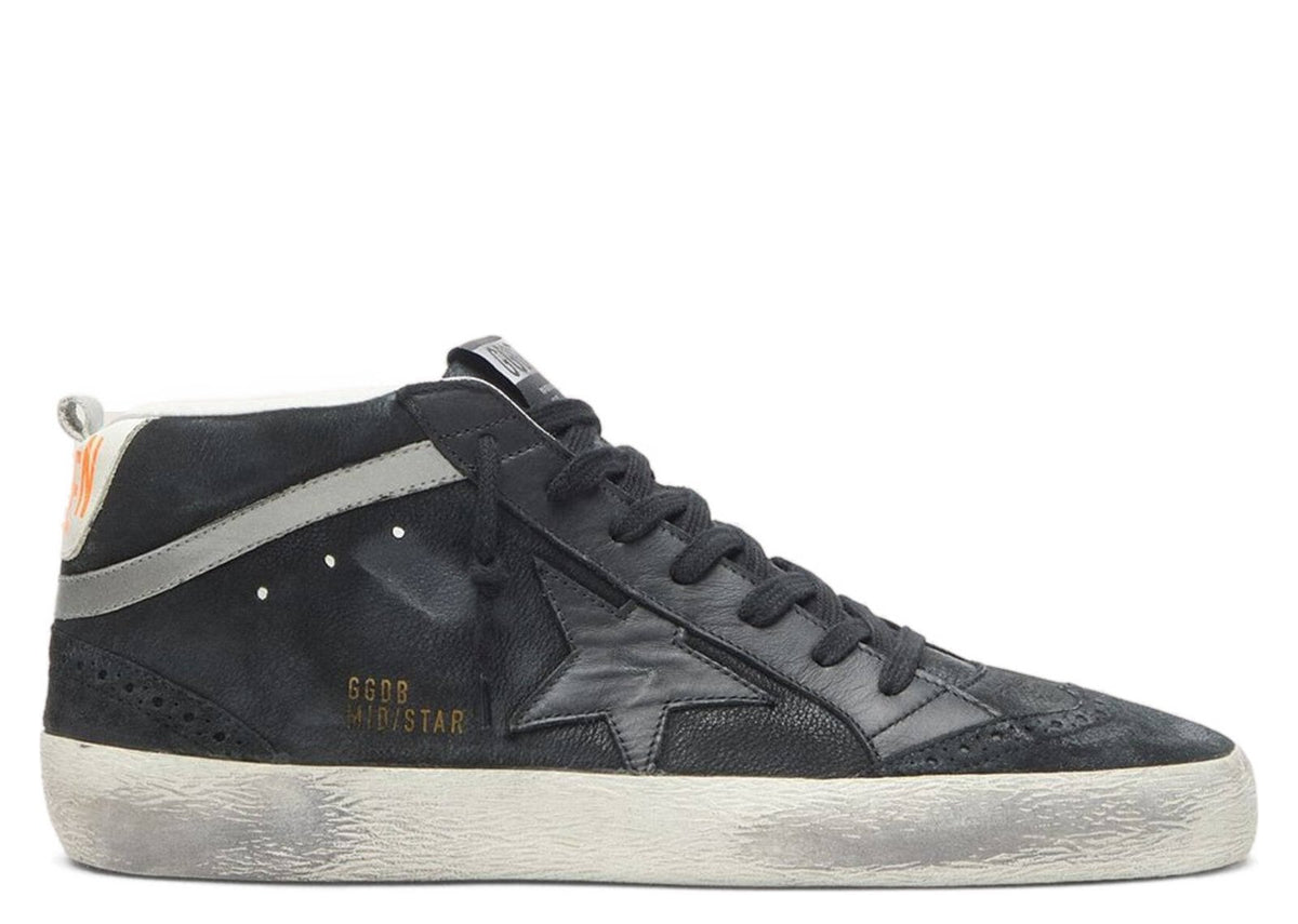 Golden Goose Mid Star Black Nubuck Black Star Silver Flash