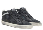 Golden Goose Mid Star Black Nubuck Black Star Silver Flash
