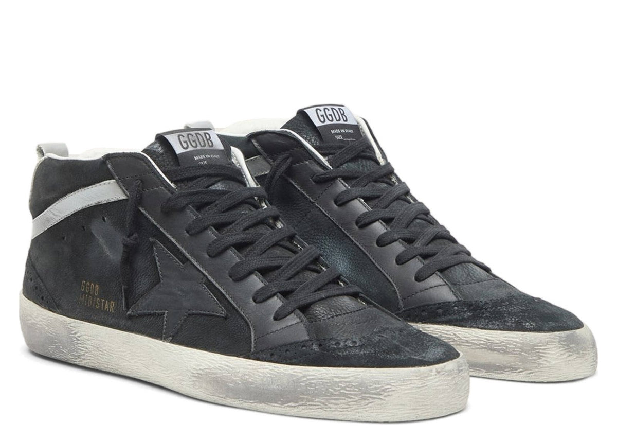 Golden Goose Mid Star Black Nubuck Black Star Silver Flash