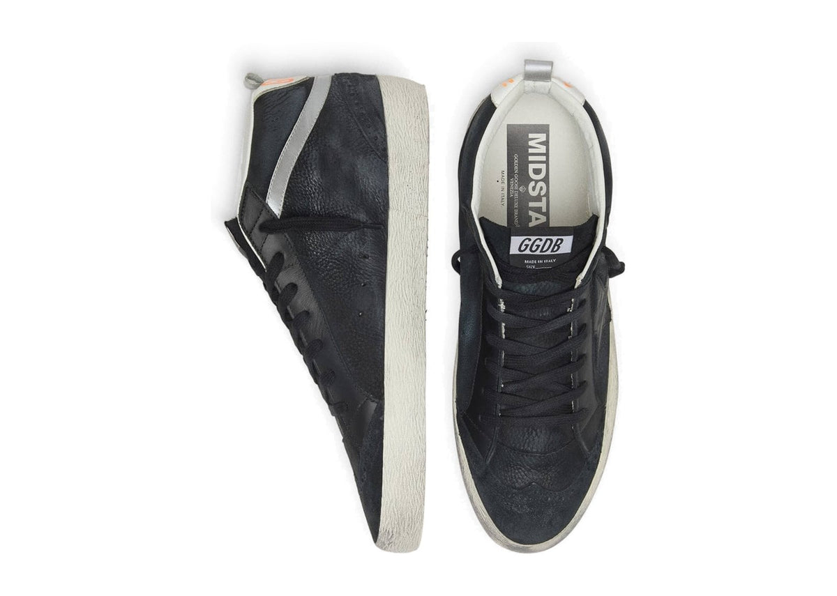 Golden Goose Mid Star Black Nubuck Black Star Silver Flash